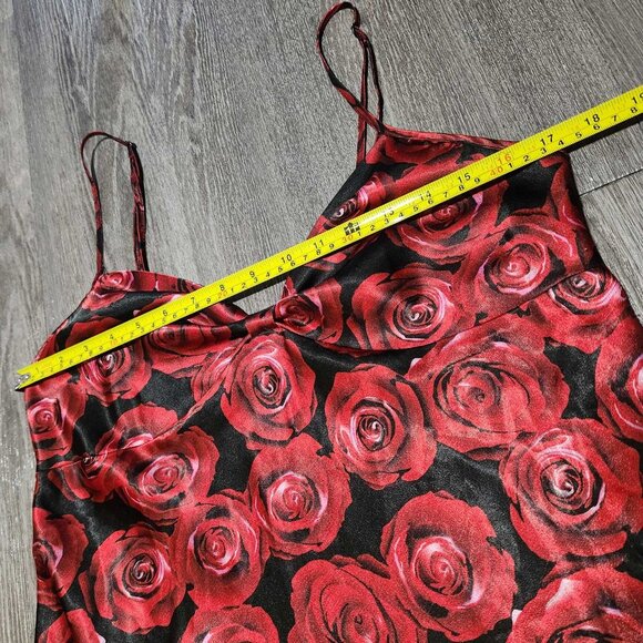 Vintage 90s romantic red roses slip dress ✦ night gown with a bow at the front ✦ - Picture 12 of 12